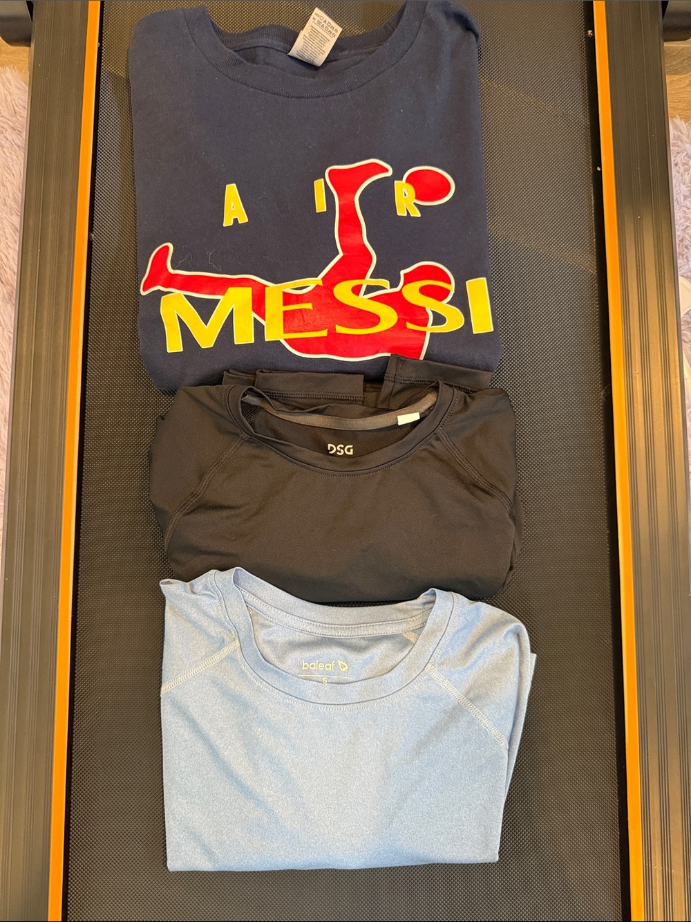 DSG Kids Black Long Sleeve Tee with Navy 'Air Messi' Graphic and Light Blue Top